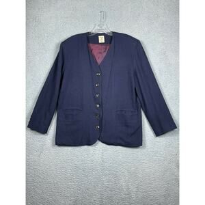 Coup de Coeur Womens Size M Wool Blazer Jacket Made USA Navy Blue